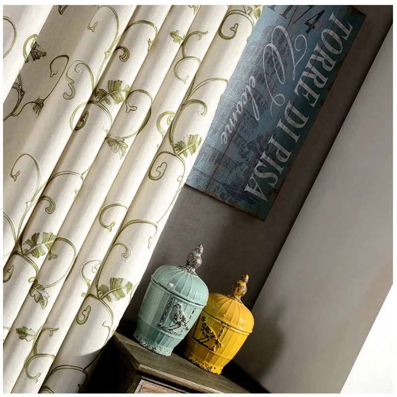 

Simple European-Style Curtain Cotton Linen Curtain Embroidered Curtain Window Screen Living Room Bedroom Children's Room Curtain