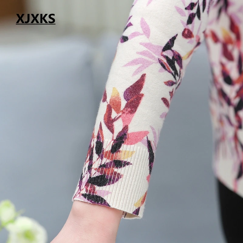 Женский свитер с длинным рукавом цветочным принтом | Женская одежда