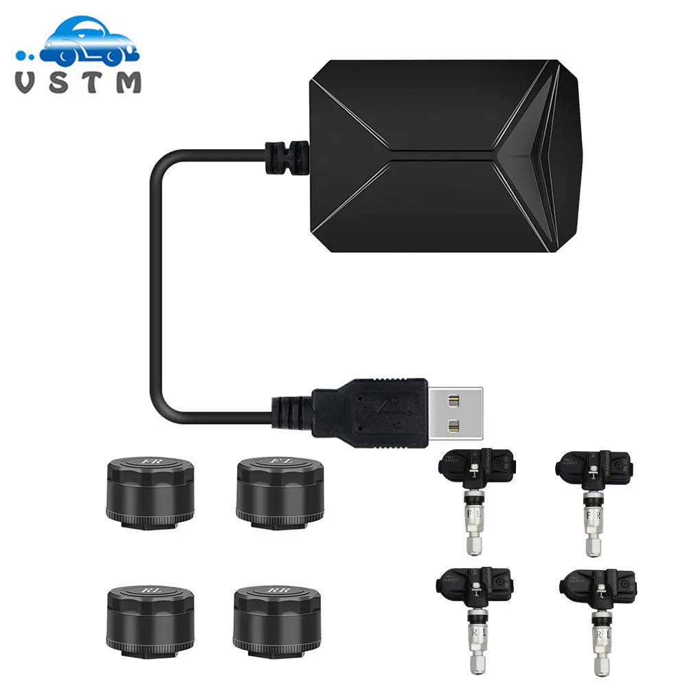 USB Android TPMS система контроля давления в шинах Дисплей Сигнализация 5 в внутренние датчики Android навигация Автомагнитола 4 датчика