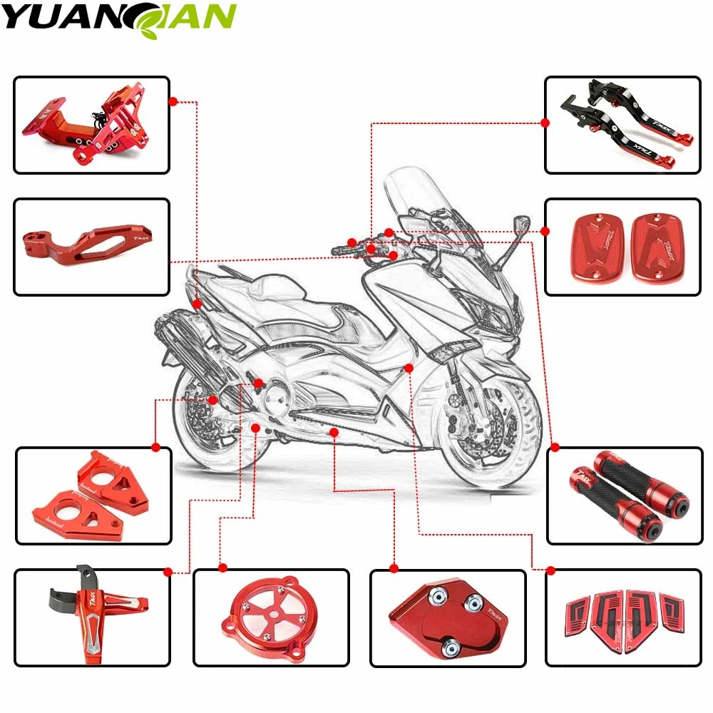 

Motorcycle Accessories Front Brake Fluid Reservoir Cover Cap Brake Clutch Levers and handle grips for Yamaha TMAX 530 500 XP530