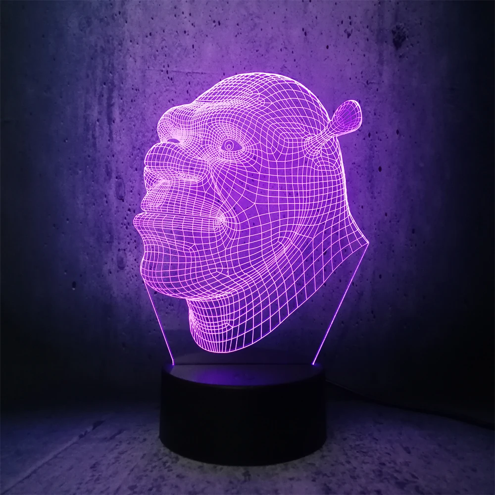 Shrek 3D сенсорный USB визуальная Светодиодная лампа ночник светильник Новинка ing