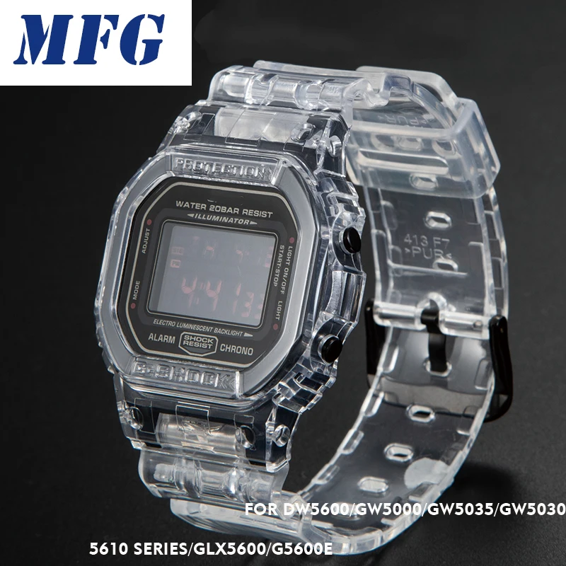 Прозрачный ремешок для часов с рамкой для часов DW5600 5610 серии DW/GW5000 браслет с металлической застежкой