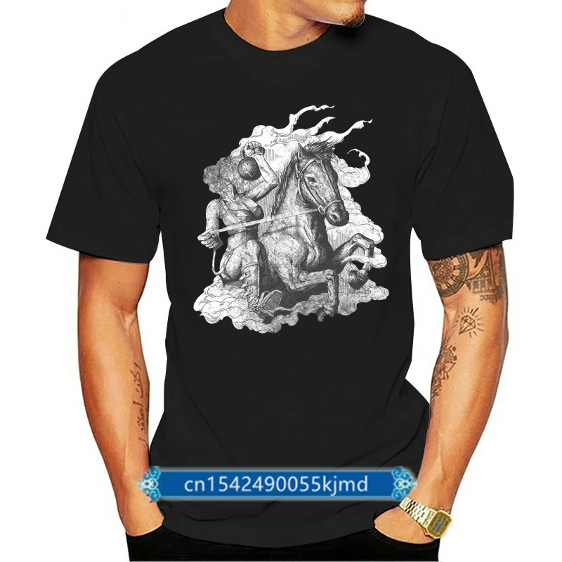 

Gym Shirt - Mens Kettlebell Shirt - Gym Competition Shirt - Headless Horseman With A Kettle Bell Hand Screen Printed On A