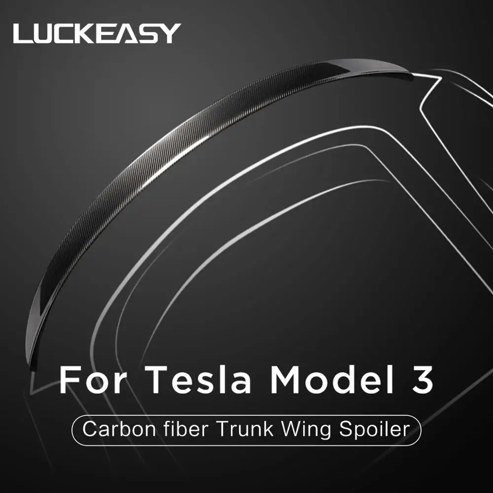 LUCKEASY автомобильный спойлер из углеродного волокна для багажника Tesla модель 3- настоящий спойлер из углеродного волокна для багажника крыло