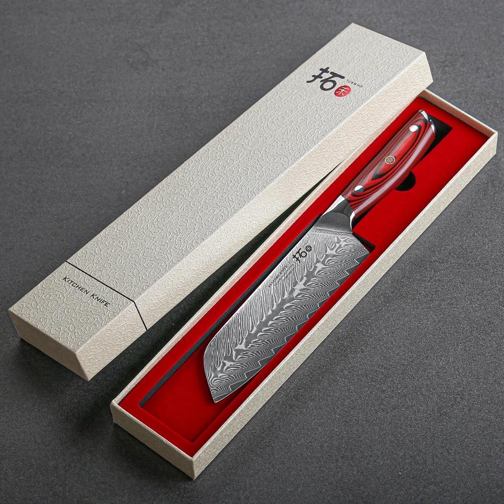 Кухонный нож сантоку TURWHO Дамасские кухонные ножи из высокоуглеродистой