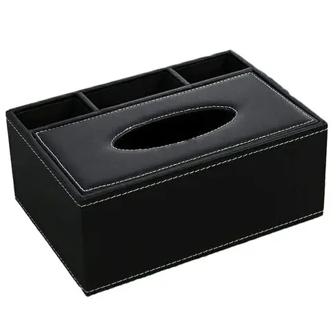 Кожаная Коробка для салфеток держатель пульта дистанционного управления многофункциональный настольный органайзер контейнер для карандашей и ножниц (черный)