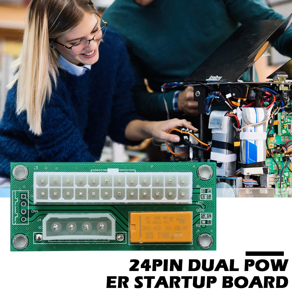 

Dual Power Start Board Large 4Pin 24Pin Module Riser Add On Cards for PC Chassis Motherboard Riser Adapter for Mining Miner
