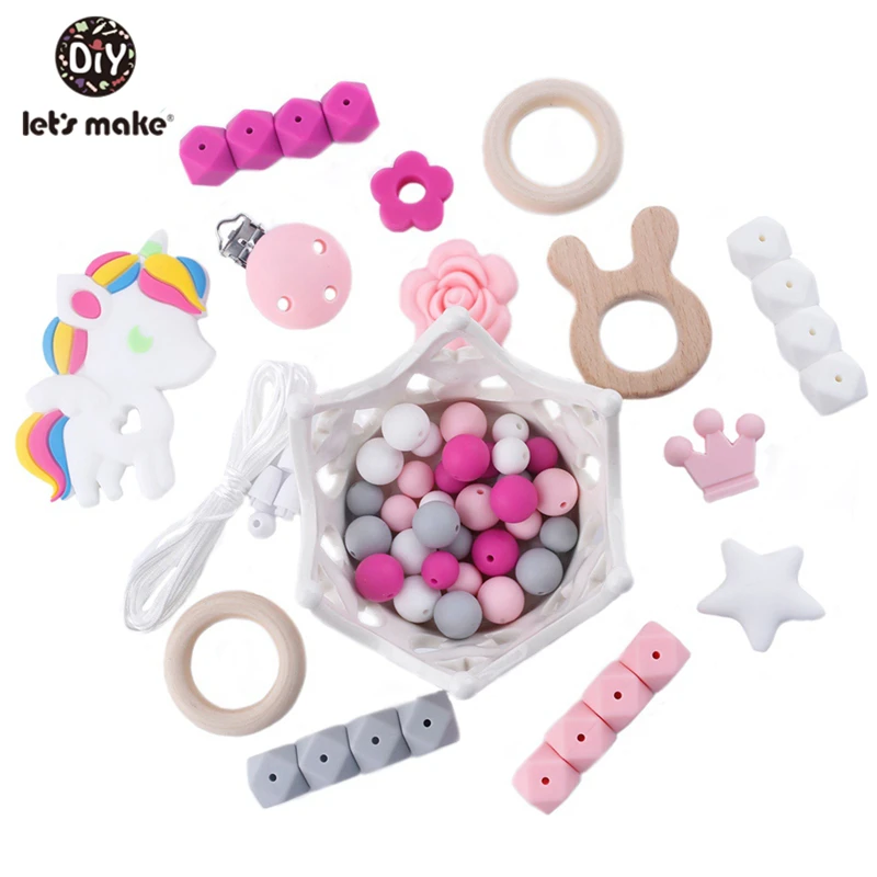 1 комплект Детские игрушки силиконовый Прорезыватель Единорог Соска с бусами