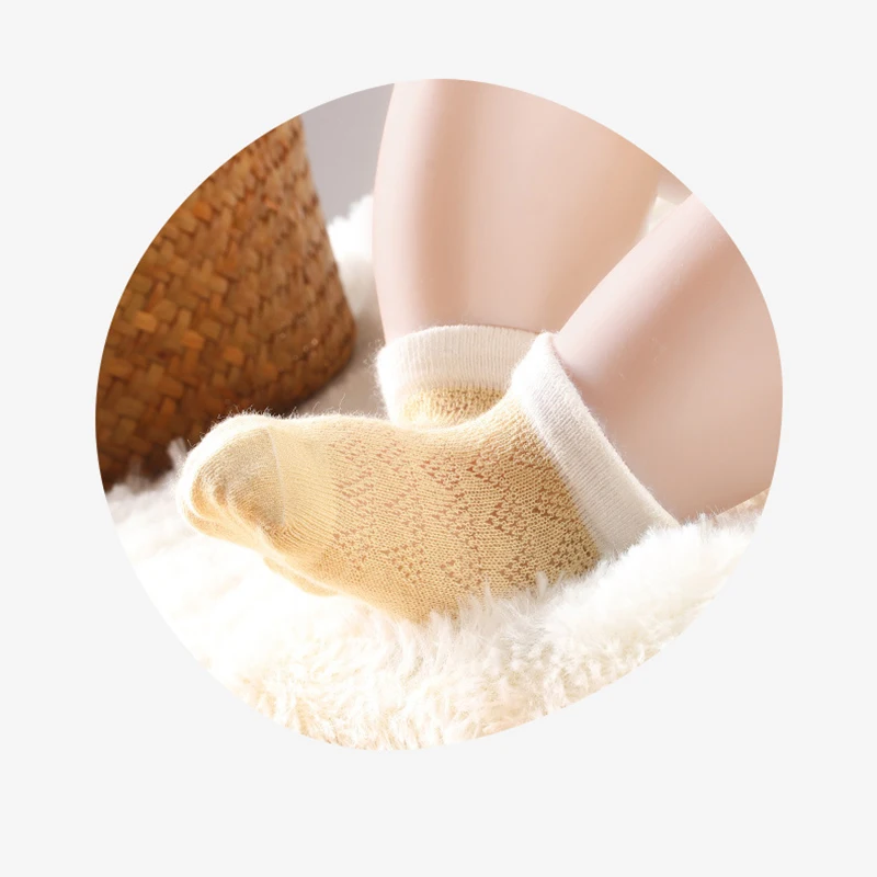 

Baby Lotus High Quality 4 Pairs Patchwork Mesh Breathable Baby Socks Newborn Baby Birthday Presents Kids Short Cotton Socks