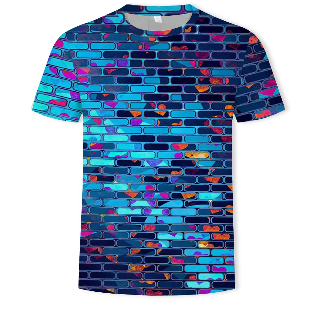 

Summer 3D printing plaid fun men's T-shirt fashion street Harajuku outdoor sports shirt breathable round neck short sleeve
