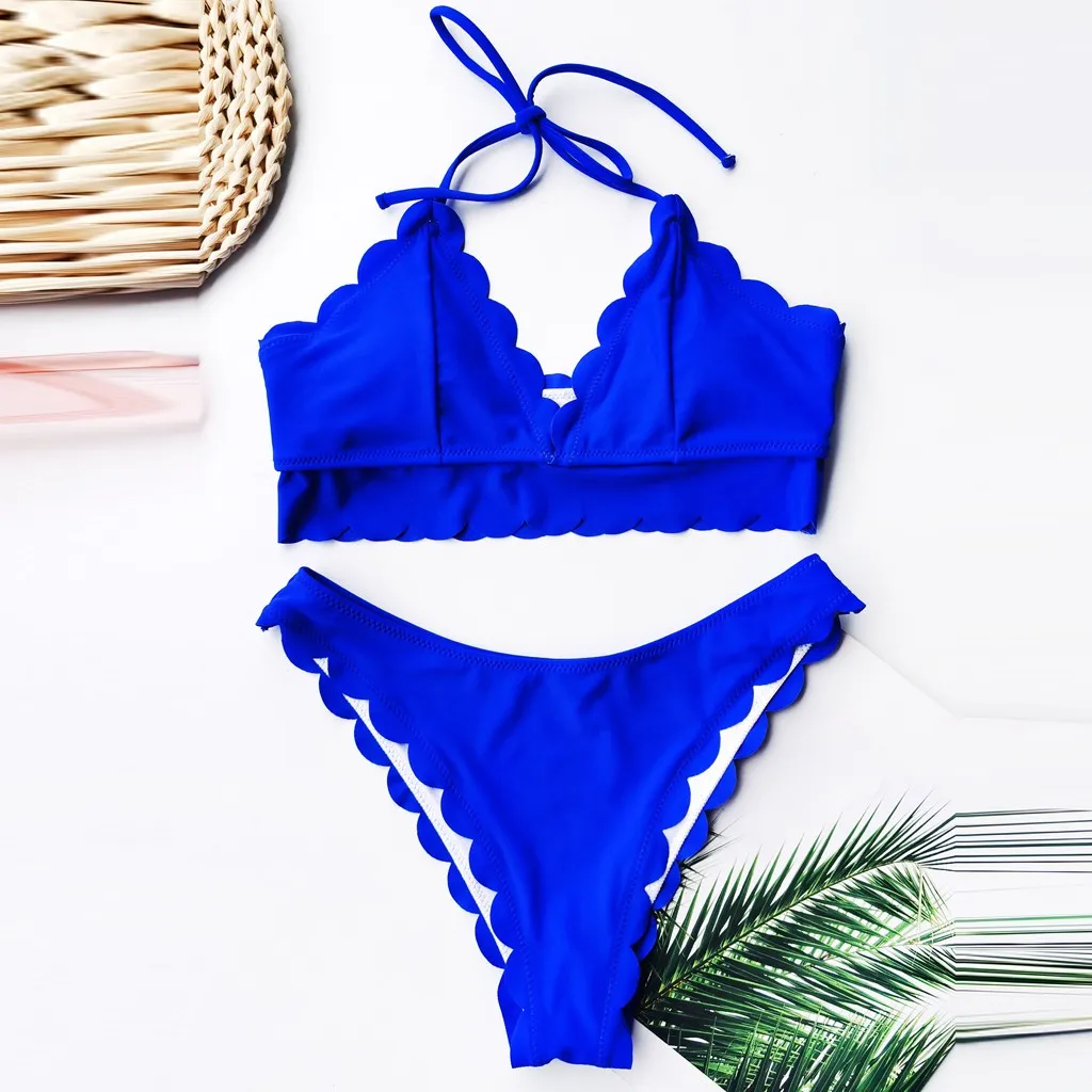 Женский однотонный бюстгальтер с чашками пуш ап бикини пляжный комплект