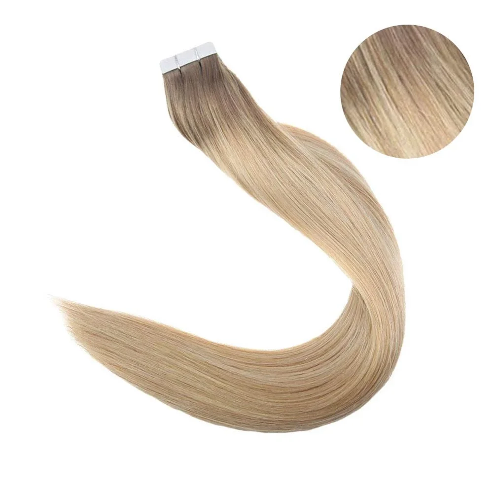 6 27 60 Full Shine Tape in Hair Extensions 50 Gram Glue On Hair Balayage Color Machine Remy Human Hair Extensions Invisible Hair Tapes - Цвет: 6 27 60