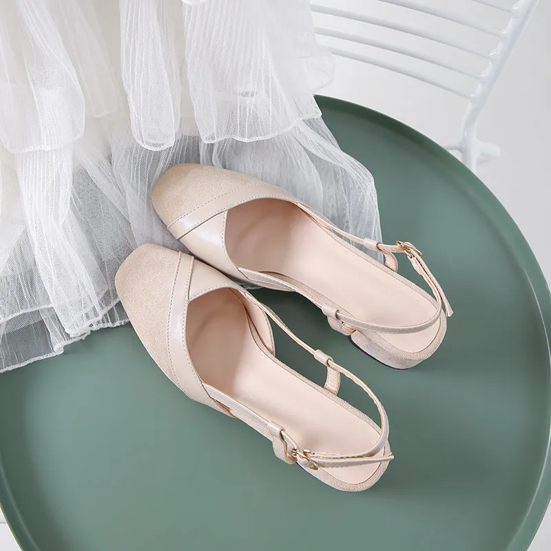 

YQBTDL 2020 New Square Toe Suede Pu Women Heels Black Shallow Slingback Leisure Work Ladies Shoes Hoof High Heel Pumps Summer
