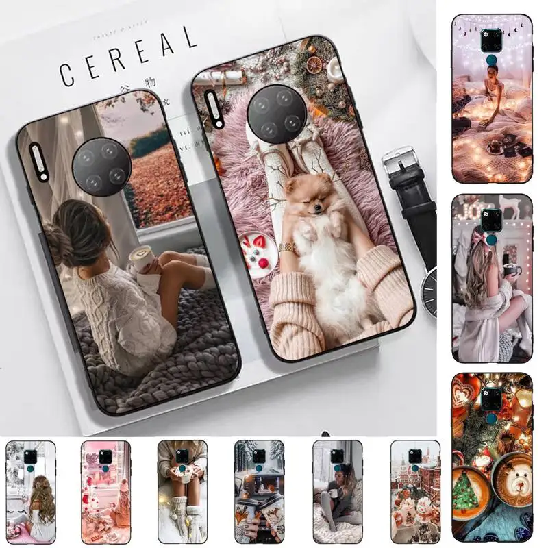 

winter girl christmas vibes coffee Phone Case for Huawei Mate 20 10 9 40 30 lite pro X Nova 2 3i 7se