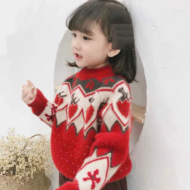 Свитер для девочек пуловер детская одежда с фруктами детские зимние топы