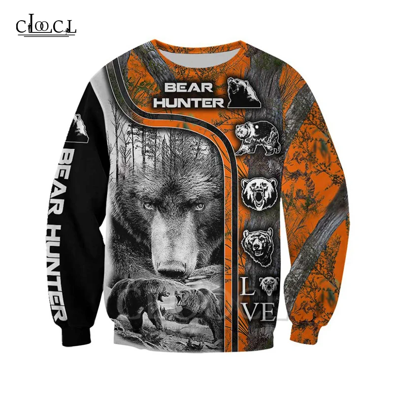 CLOOCL Животное Медведь Охотник искусство 2020 Новый 3D принт Мужская Толстовка Harajuku