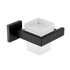 Матовый черный квадратный держатель для зубной щетки, стакан для зубной щетки из нержавеющей стали и подстаканник, настенные аксессуары для ванной комнаты