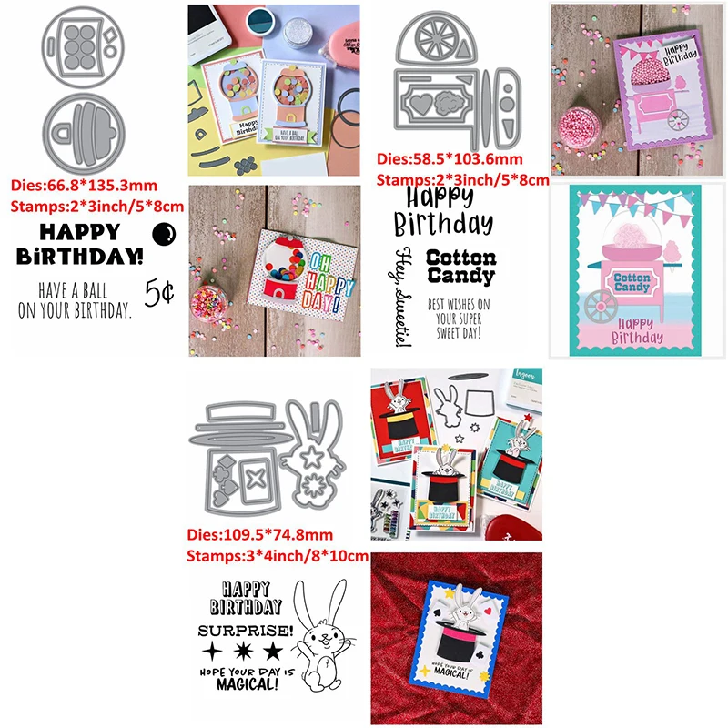 Металлические режущие штампы &quotс днем рождения&quot с шариком совпадают