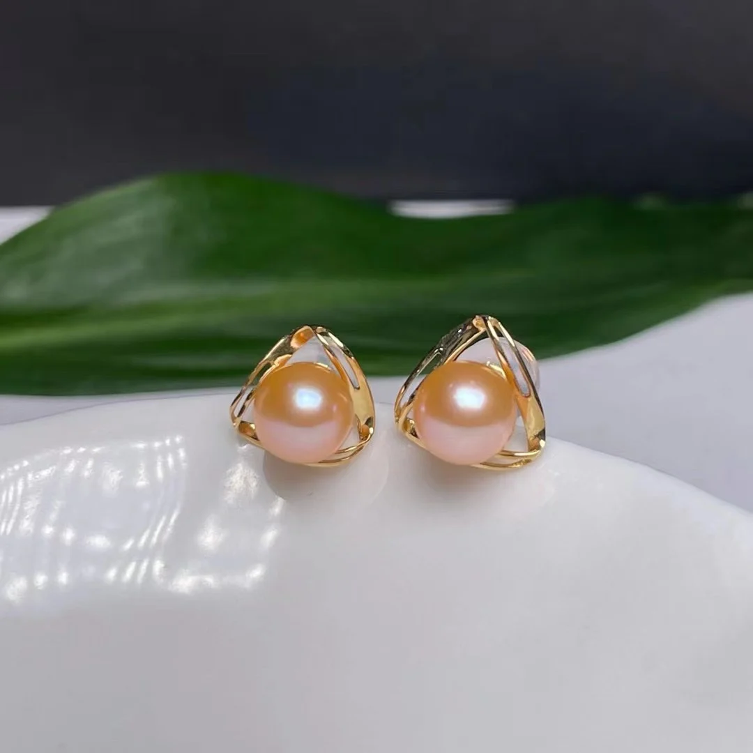 

shilovem 18k yellow Natural freshwater pearls Drop Earrings fine Jewelry women trendy wedding gift new myme5-62254zz