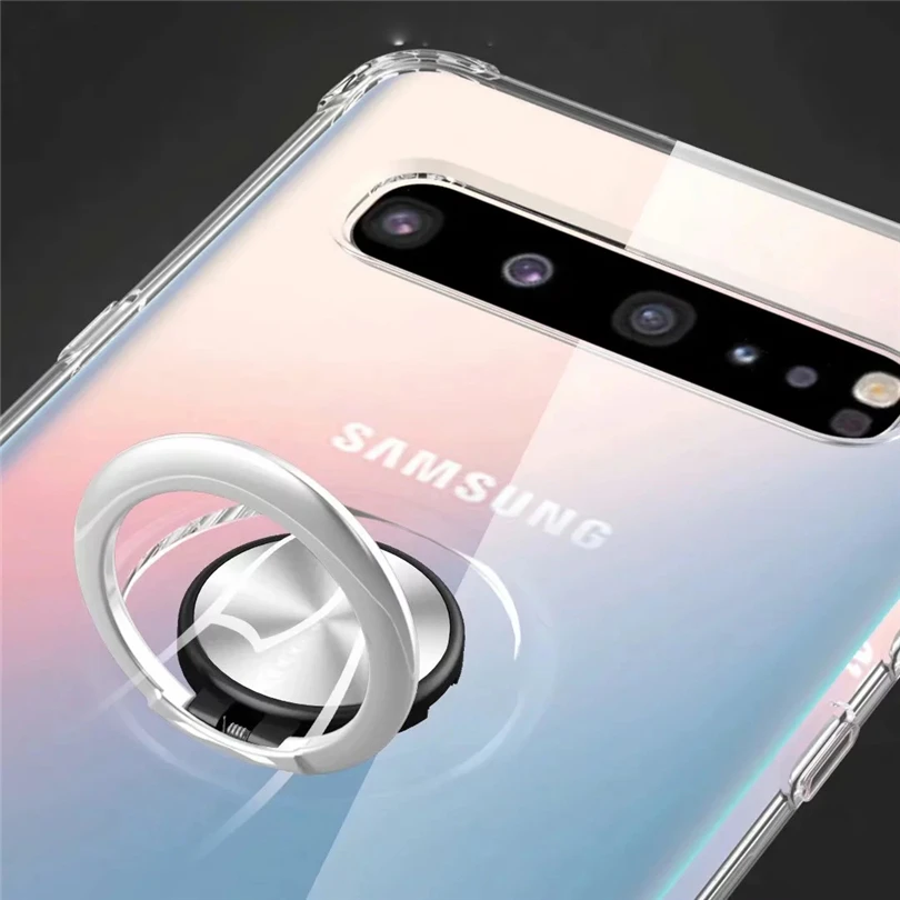 Automatic Pop up Phone Case For Samsung Galaxy S10 5G Plus S10E Cover With Bombable Ring Clear Slim Rubber Skin |