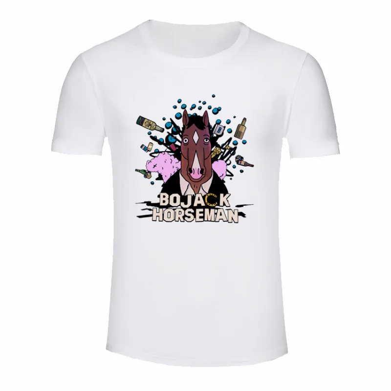 Famous Movie Bojack Horseman T Shirt for Men and Women Summer Fashion Male O Neck Print T-Shirts Streetwear Unisex Graphic Tees - Цвет: P1760A-white