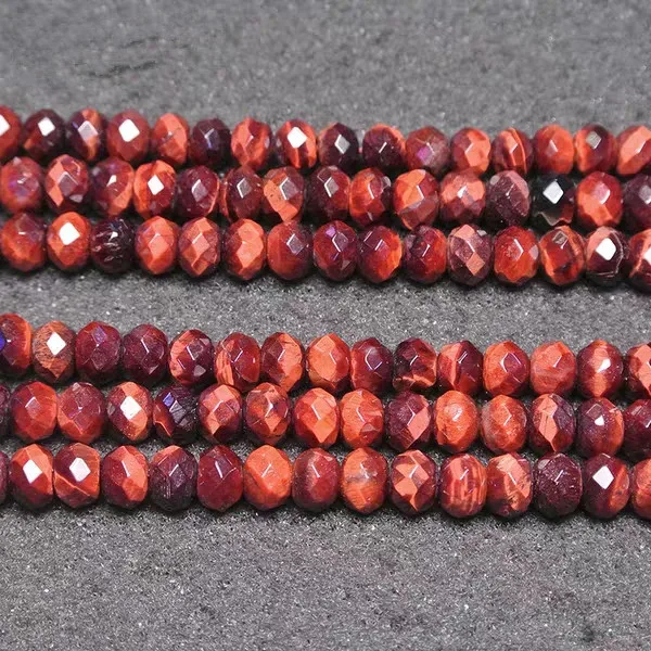 

loose beads red tigereye roundel faceted 6/8/9mm nature for making jewelry necklace 14inch FPPJ wholesale