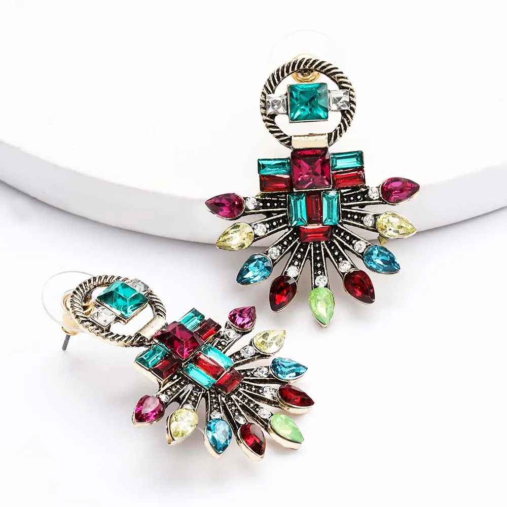 Красочные хрустальные Висячие серьги женские круглые геометрические Подвесные