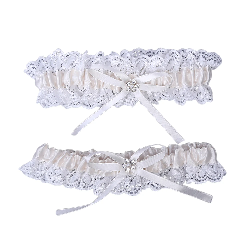 2 шт. кружевные украшения для ног эластичные нежные стразы украшение белые