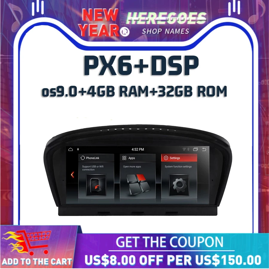 DSP PX6 IPS Android 10 0 4 Гб + 32G автомобильный DVD плеер WI FI Bluetooth 5 Радио RDS GPS для BMW E60 E61 E63 E64 E90