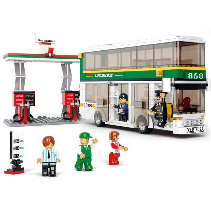167Pcs Gas Station SimCity Car DIY Bricks Model Building Blocks Sets City gas toy Friends Christmas Gifts Toys for Children | Игрушки и