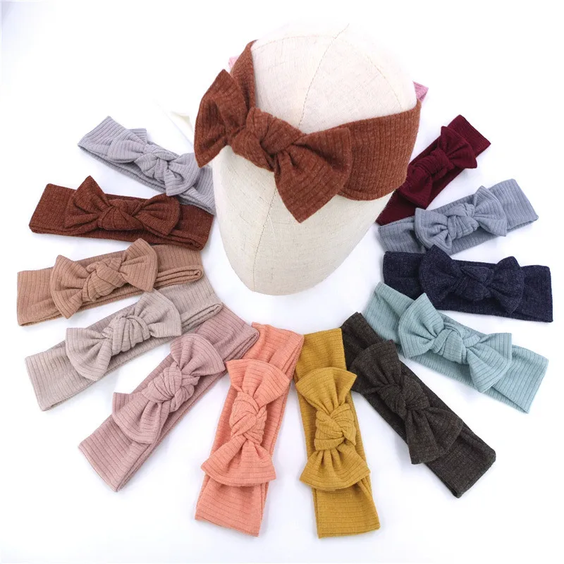 

Baby Headband Solid Color Twist Knitted Cotton Wide Turban Bow Knotted Headwrap Girls Hairband Hair Accessories Scrunchies