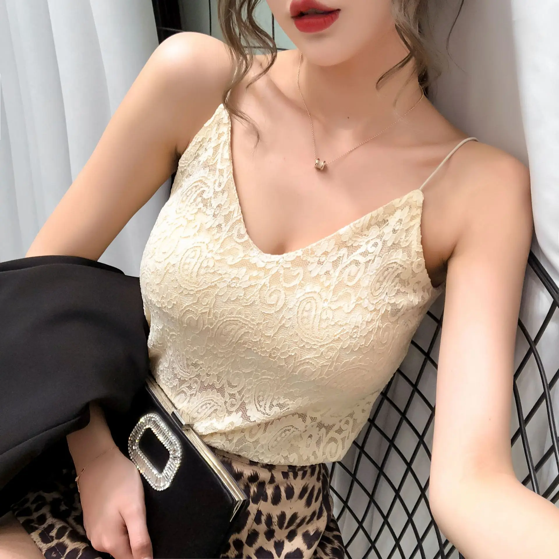 

Summer Sexy V-neck Lace Slimming Underwear Outer Wear WOMEN'S Tank Top Fairy Vest Sleeveless Shirt Women's