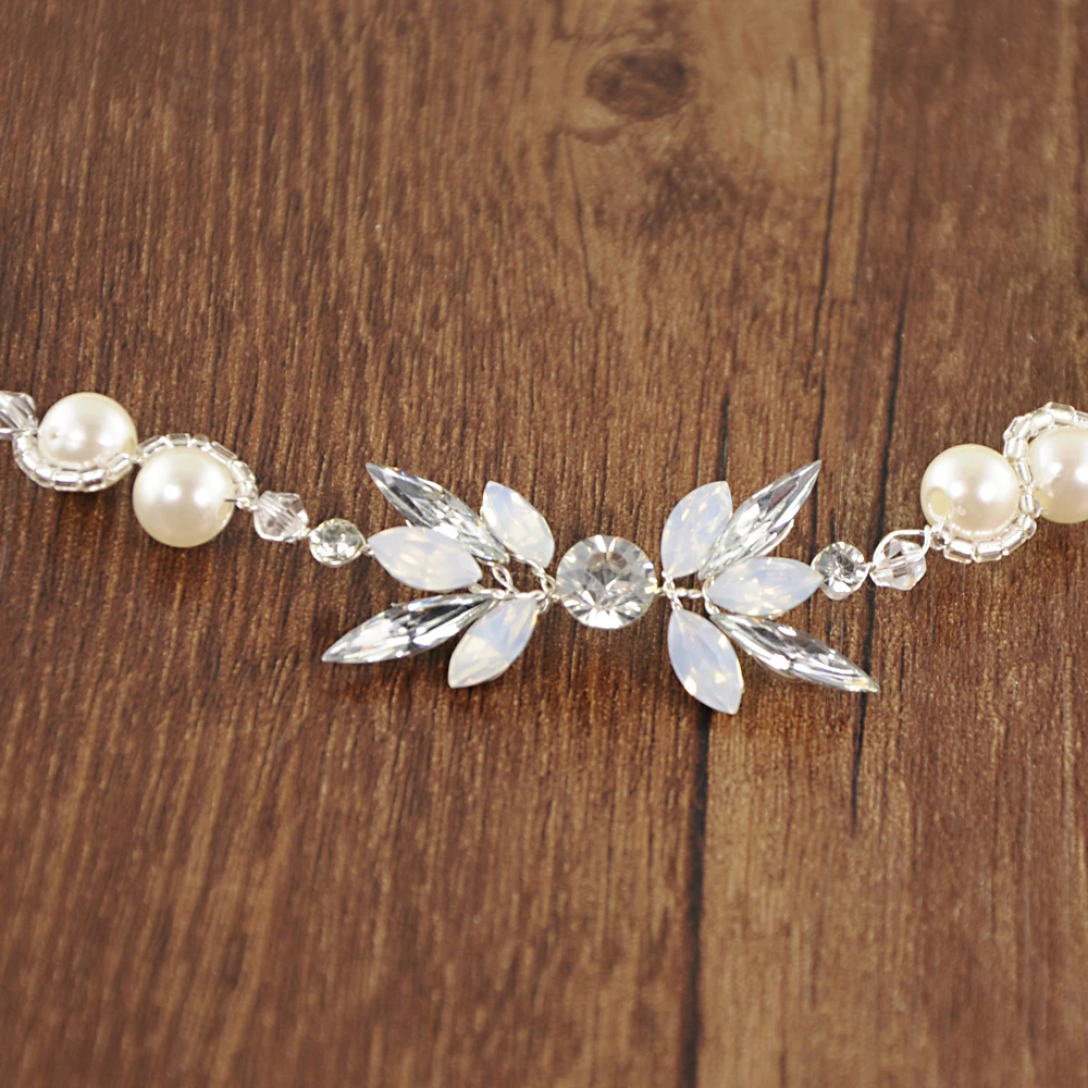 

TRiXY SH132 Bridal Belts with Pearls Rhinestone Belts Wedding Sash Belt for The Bride Bridesmaid Wedding Accessories Thin Belts