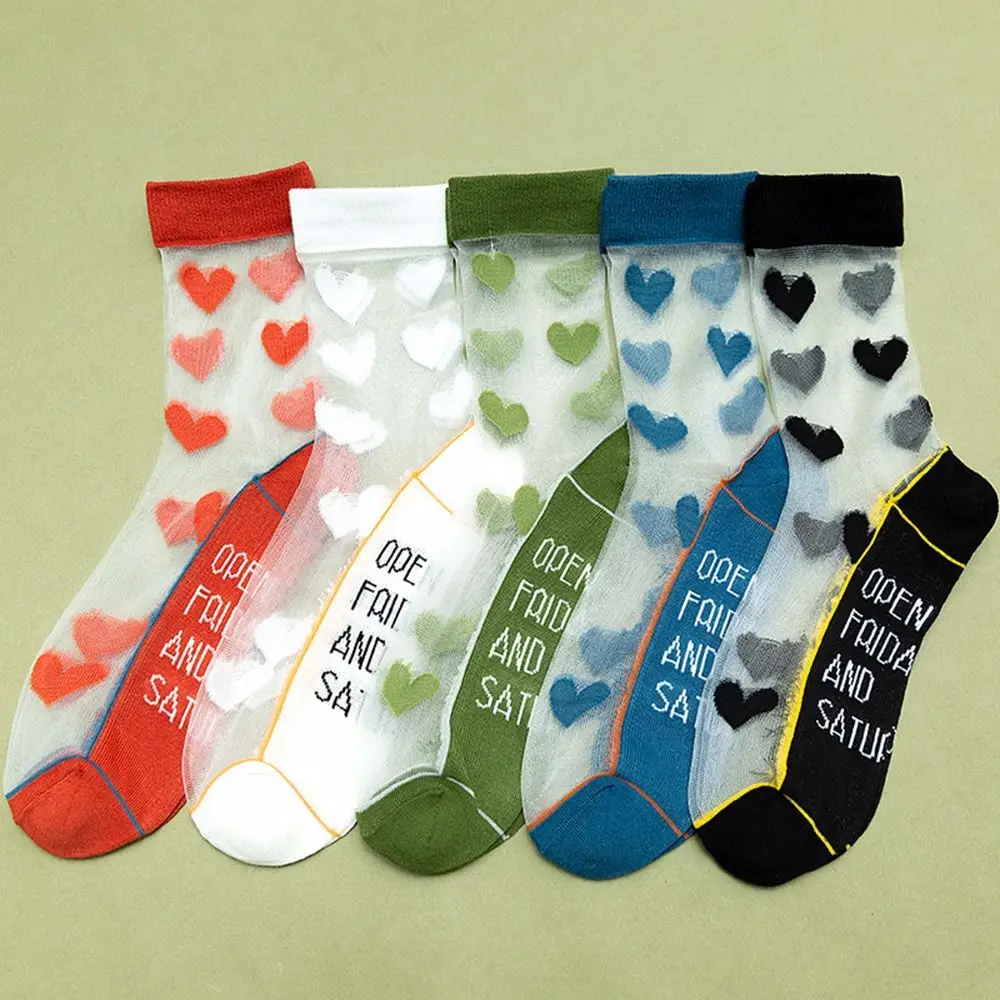 

Summer Ultra-Thin Love Glass Silk Socks Female Shallow Mouth Invisible Breathable Non-Slip Socks Fashion All-Match Sports Socks