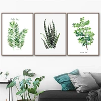 nordic green leaf plant poster leaves botanical canvas painting quotes art prints abstract pictures living room home decoration