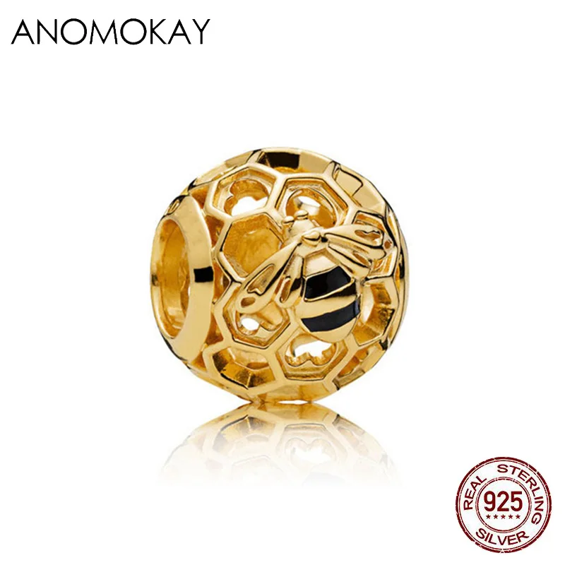 CYZZ4811-JS21 Anomookay, Стерлинговое Серебро 925 пробы, смешанный стиль, золотой цвет, подвески, подвеска из бисера, подходит для браслета Пандора, лучший сделай сам, ювелирное изделие, подарок - Цвет: CYZZ4811-JS21
