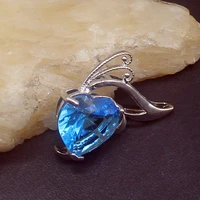 gemstonefactory jewelry big promotion 925 silver heart shiny blue topaz women ladies mom gifts necklace pendant 20213969