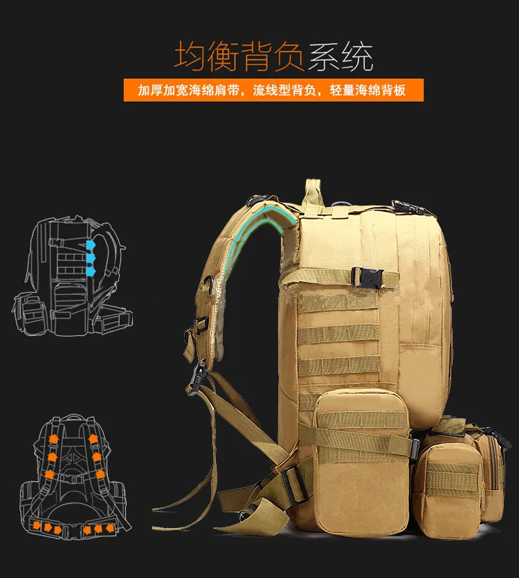 Naturebell B08 походная сумка Оксфорд армейская камуфляжная альпинистская сумка Тактический 4 в 1 комбинированный рюкзак