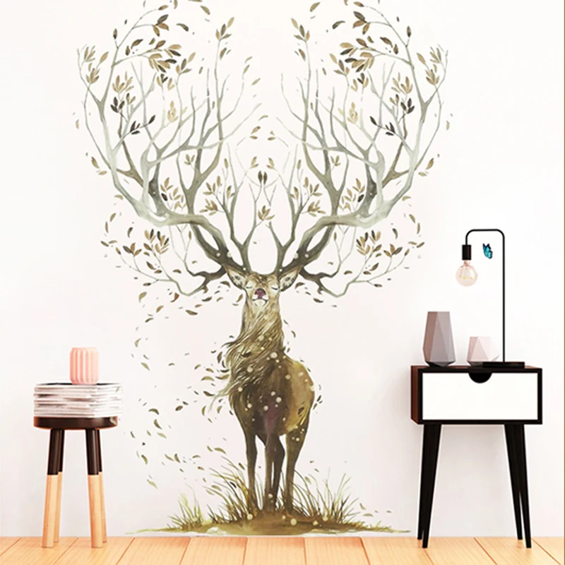 3D художественный Рог дерева олень Настенный декор снятие и наклейка Backsplash