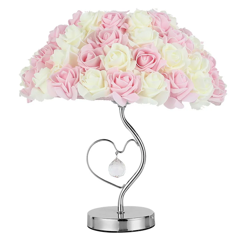 Romantic Rose Table Lamp Modern Bedside Reading Apartment Living Room Flower Desk For Bedroom Light Art Deco Home Pavilion | Лампы и