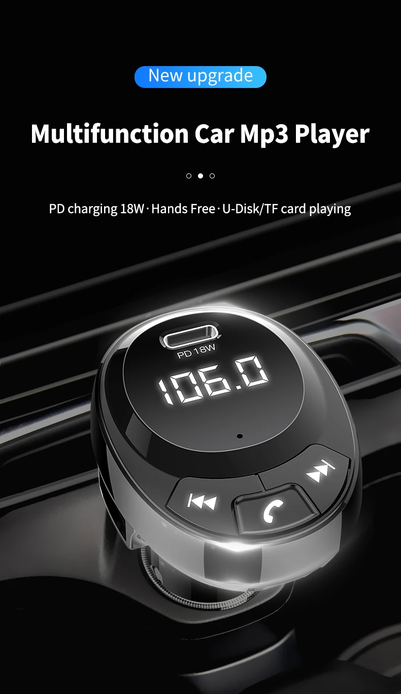 

18 Вт автомобильный Bluetooth громкой связи MP3-плеер FM-передатчик автомобильное беспроводное MP3 автомобильное зарядное устройство BT09