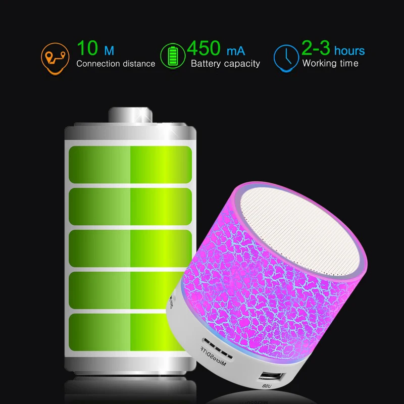 Bluetooth Speaker Mini Wireless Loudspeaker Crack LED TF USB Subwoofer Speakers MP3 Stereo Audio Music Player | Электроника