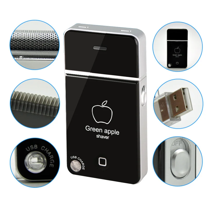 Kemei электробритва, мини USB бритвенный станок, зарядка, Беспроводная Машинка для стрижки усов, портативный мужской триммер для бороды 40D