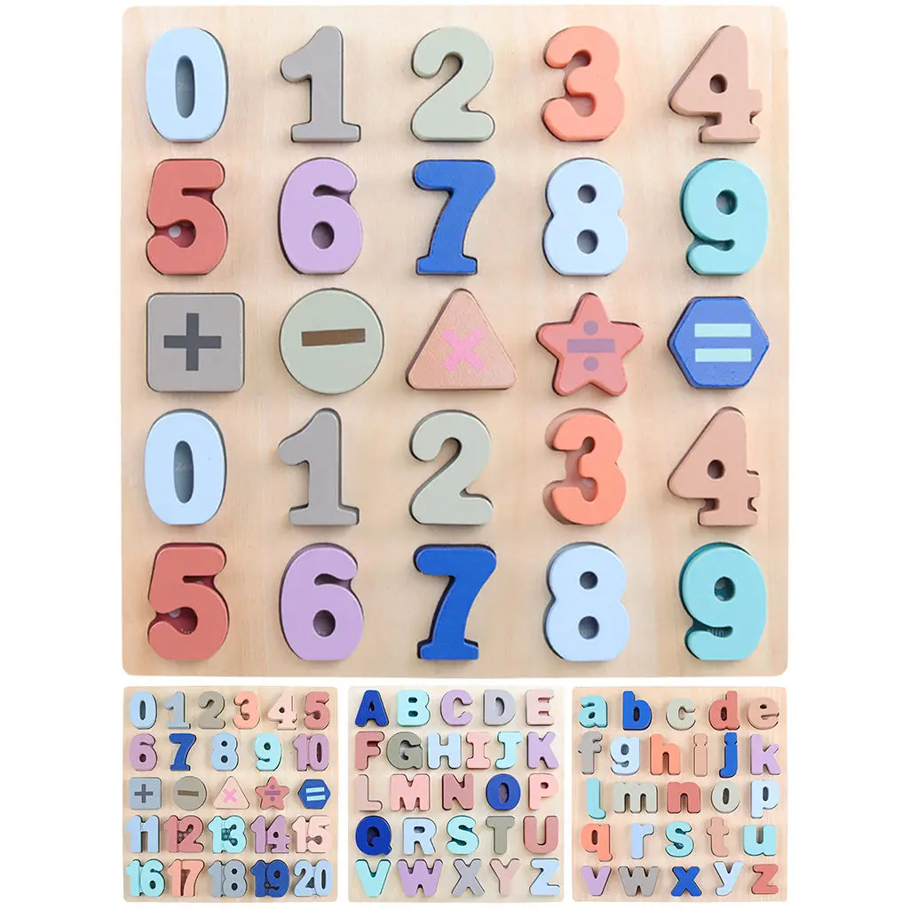 

Wooden Puzzle Board Toys Matching Game with Colorful Alphabet Number Brain Teaser Block Puzzles Birthday Gifts