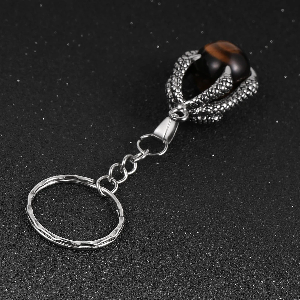 Брелок с натуральным драгоценным камнем в виде когтя дракона большие бусины