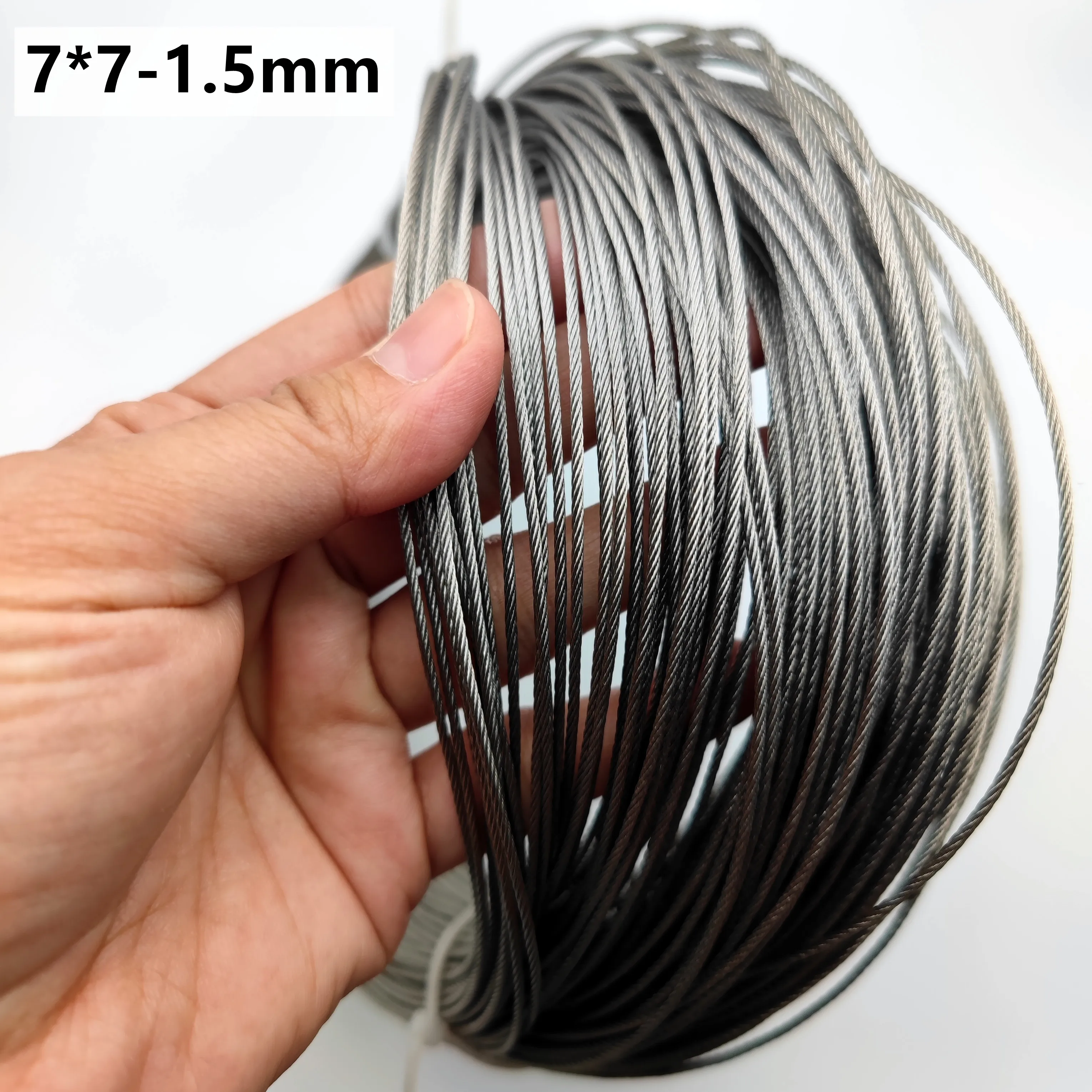 50M/100M/200M 1.5mm Diameter 7X7 Construction 304 Stainless steel Wire rope Alambre Softer Fishing Lifting Cable