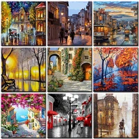 painting by numbers street landscape on canvas with frame acrylic for adults drawing pictures paint by number coloring decor art