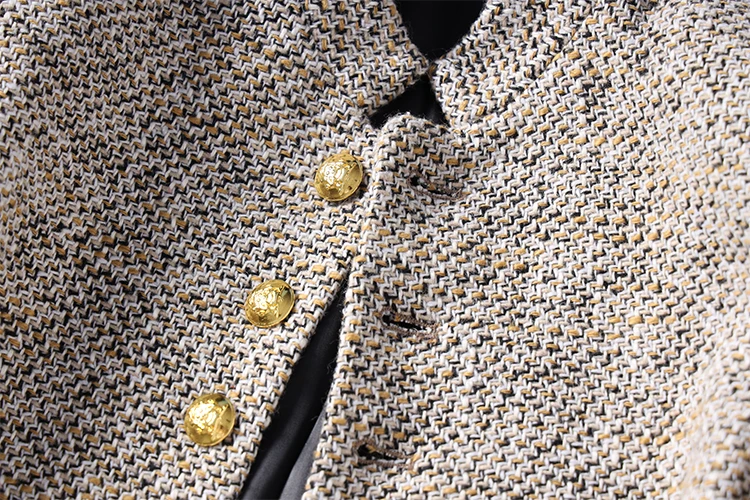 Дизайнерский Модный твидовый однобортный короткий Блейзер Tingfly пальто зимние и