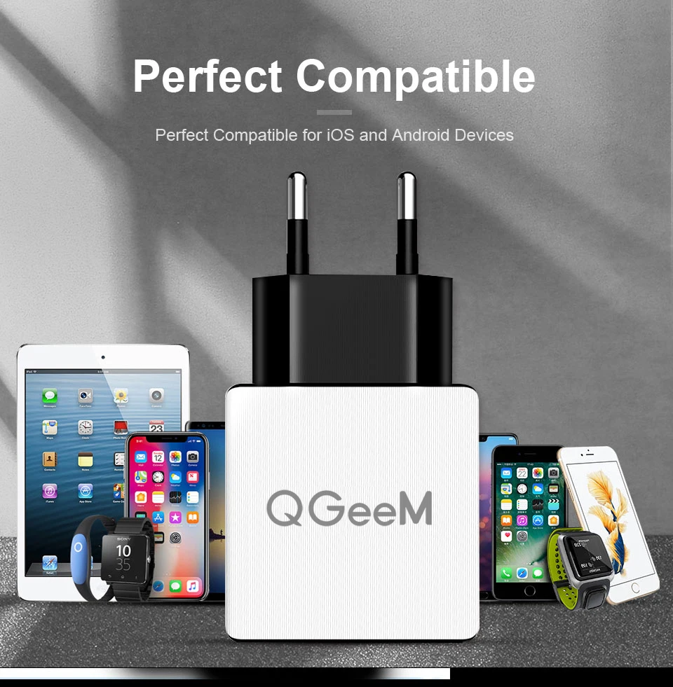 QGEEM QC 3,0 USB зарядное устройство волоконное быстрое зарядное устройство 3,0 быстрое зарядное устройство Портативный зарядный адаптер для телефона для iPhone Xiaomi Mi9 EU US