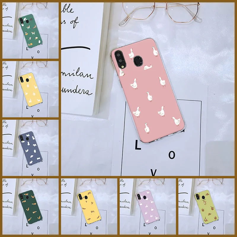 Back Cover For Samsung Galaxy M10 M20 M30 M40 Yellow Dog Pink Cat Fox Purple Phone Case Silicone For Samsung Galaxy M30S M21 M31